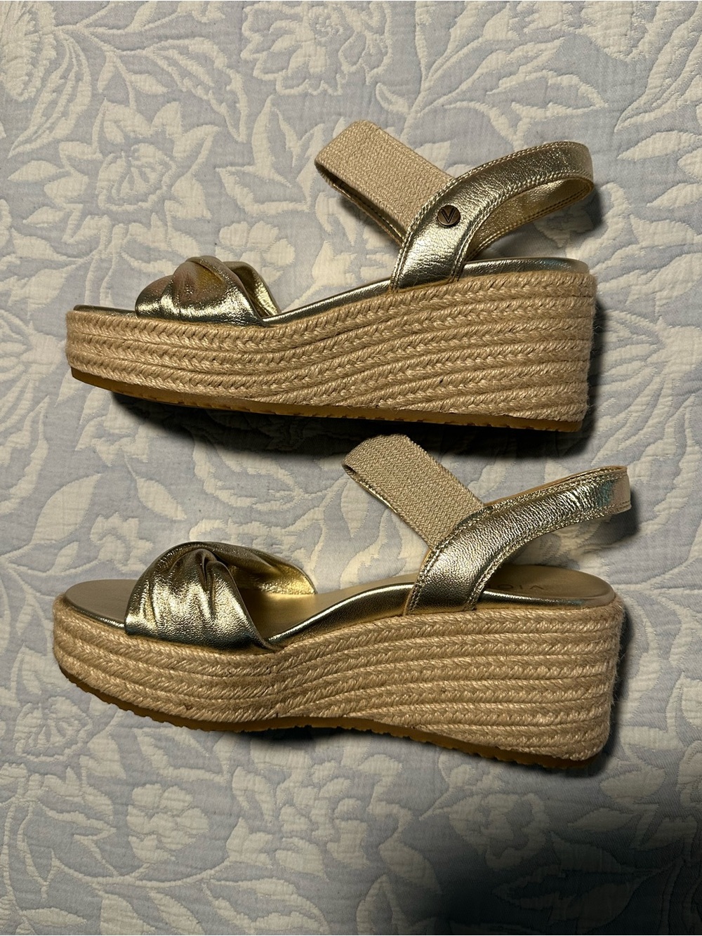 Gold Vionic Darla Espadrille Platform Sandals